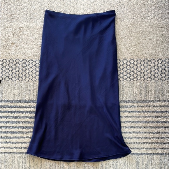 forgotten grace Dresses & Skirts - Forgotten Grace Navy Blue Satin Midi Skirt